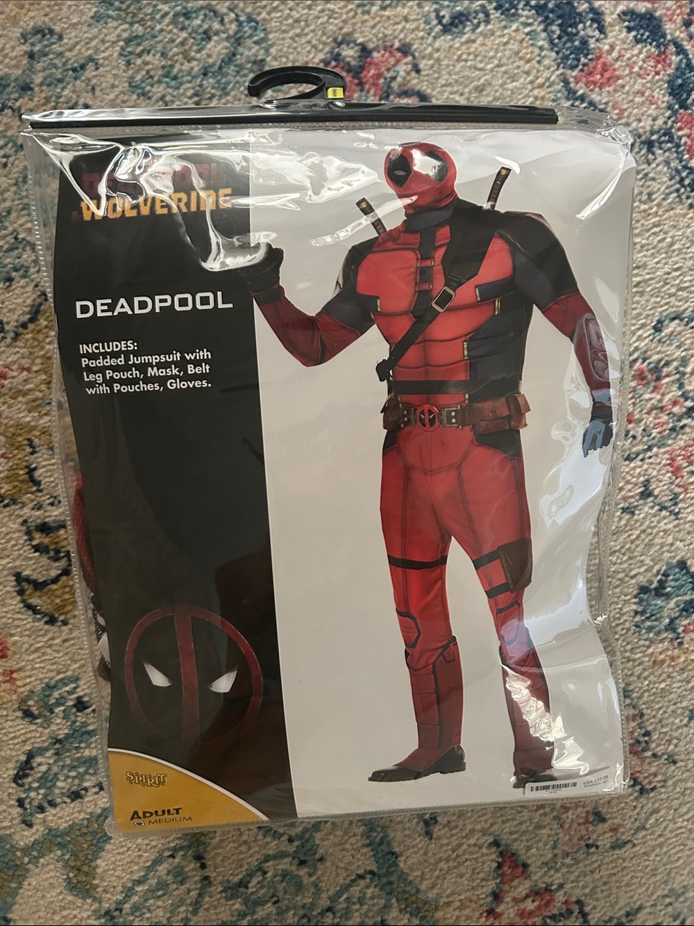 Deadpool-Inspired Men's Red and Black Padded Jumpsuit Costume